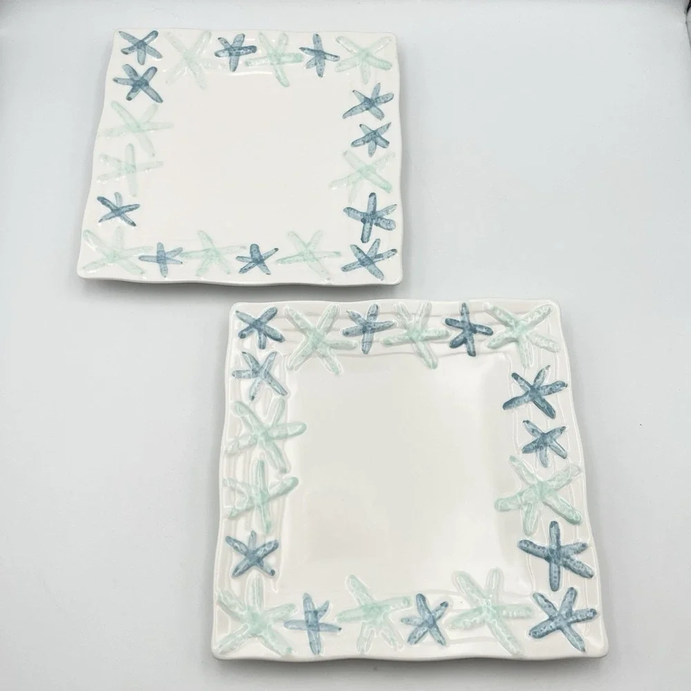 Coastal Home Cape Coral Starfish Square Salad Plates 9